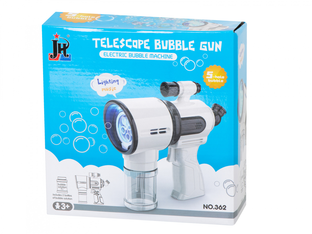 Pistol telescopic pentru baloane de sapun cu 2 rezerve de lichid White - 3
