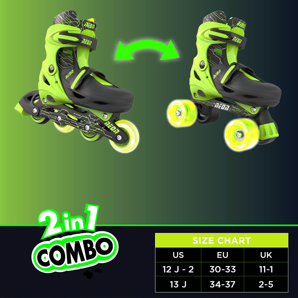 Role 2 in 1 Neon Combo Skates marime 34-37 green - 4