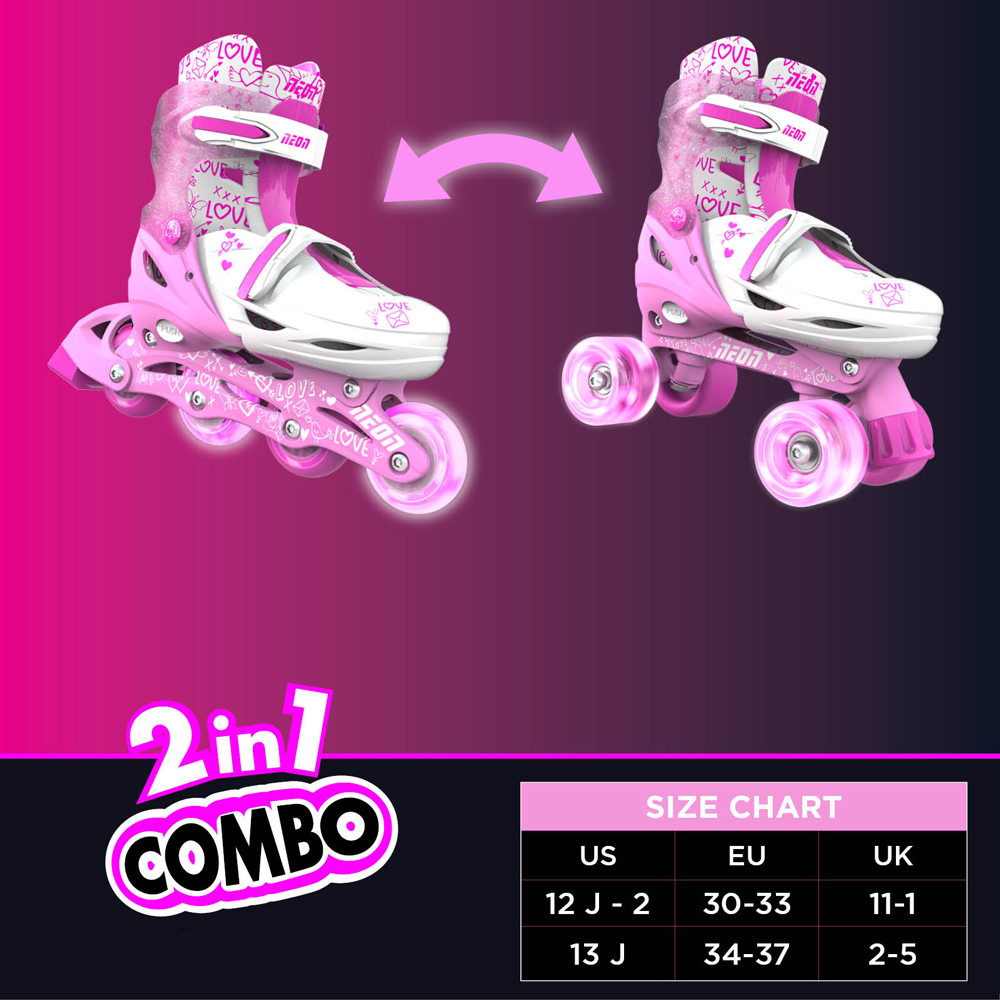 Role 2 in 1 Neon Combo Skates marime 34-37 pink - 4