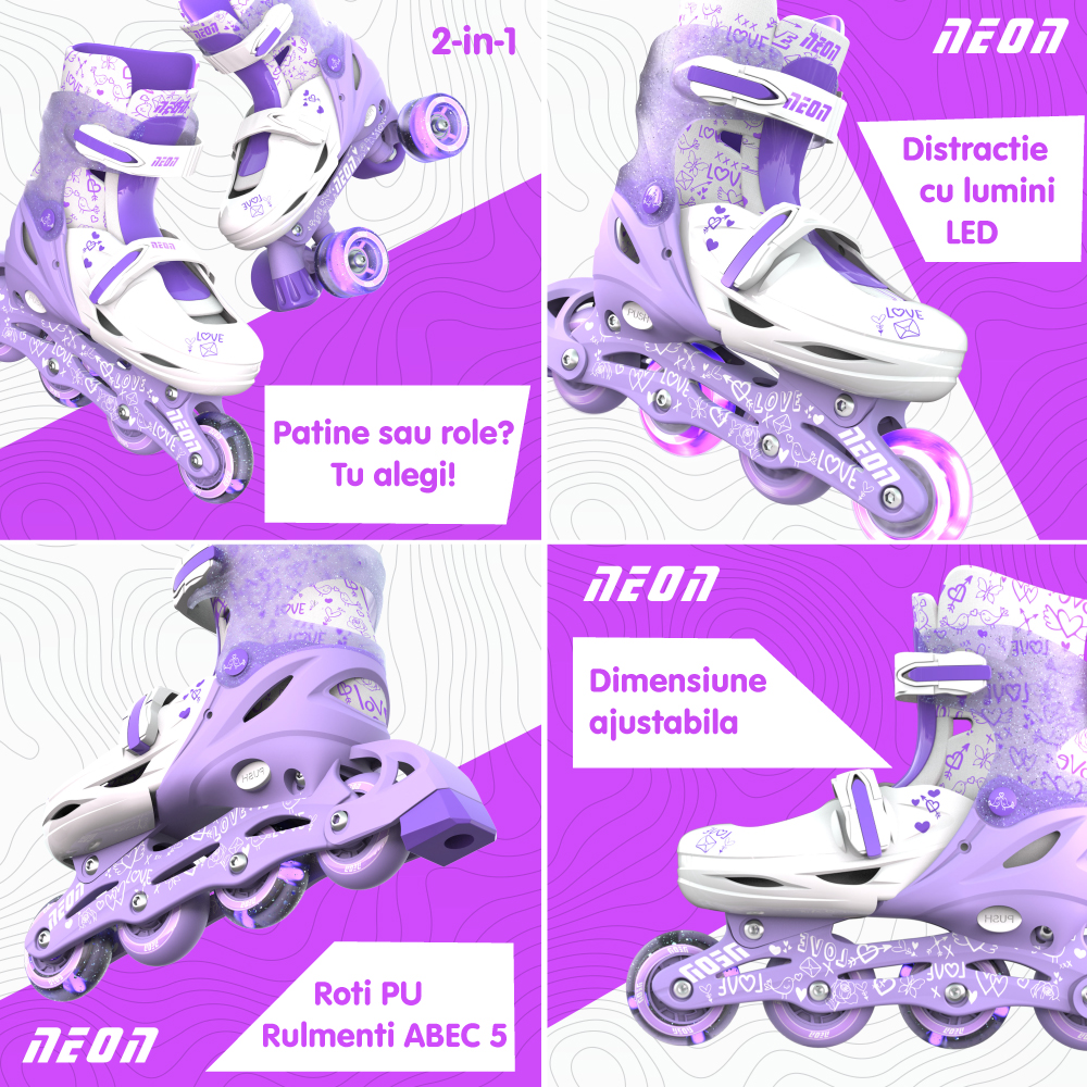 Role 2 in 1 Neon Combo Skates marime 34-37 purple - 2