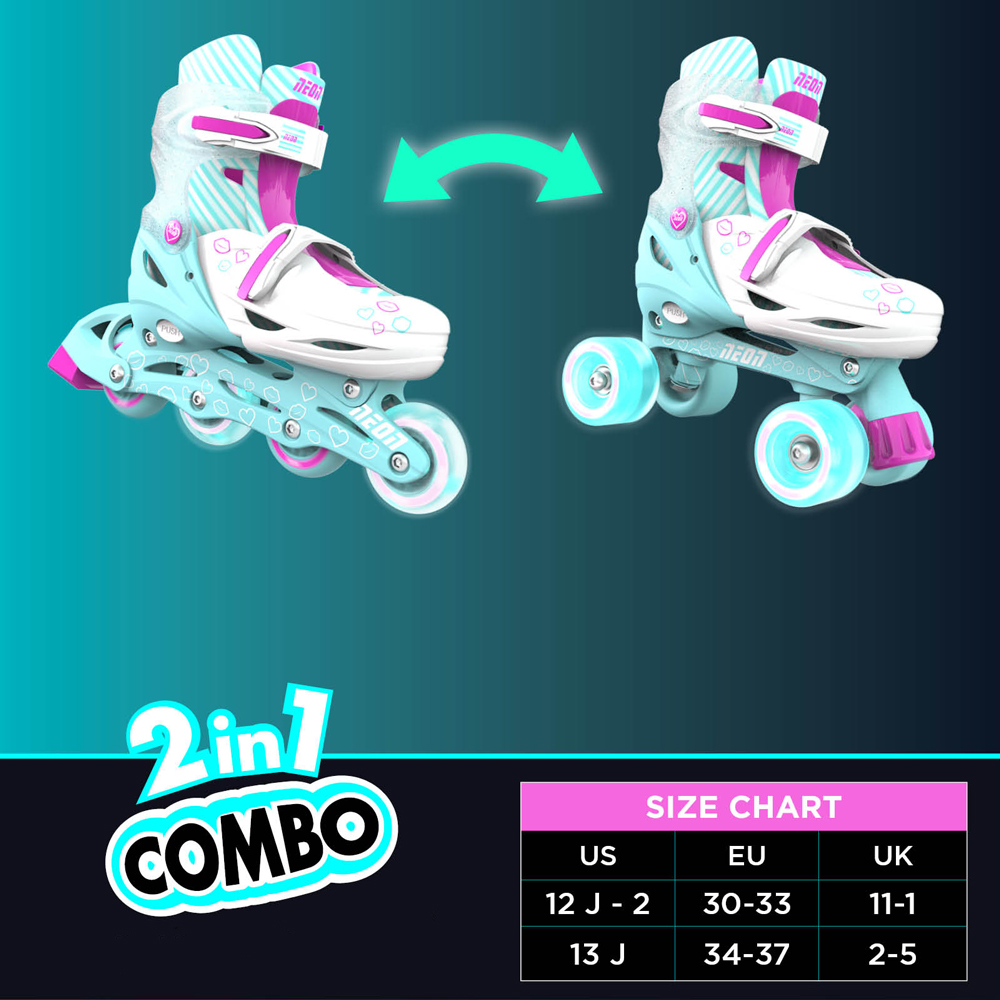 Role 2 in 1 Neon Combo Skates marime 34-37 teal pink - 4