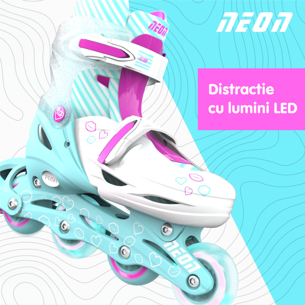 Role Neon Inline Skates marime 34-37 Teal Pink - 1