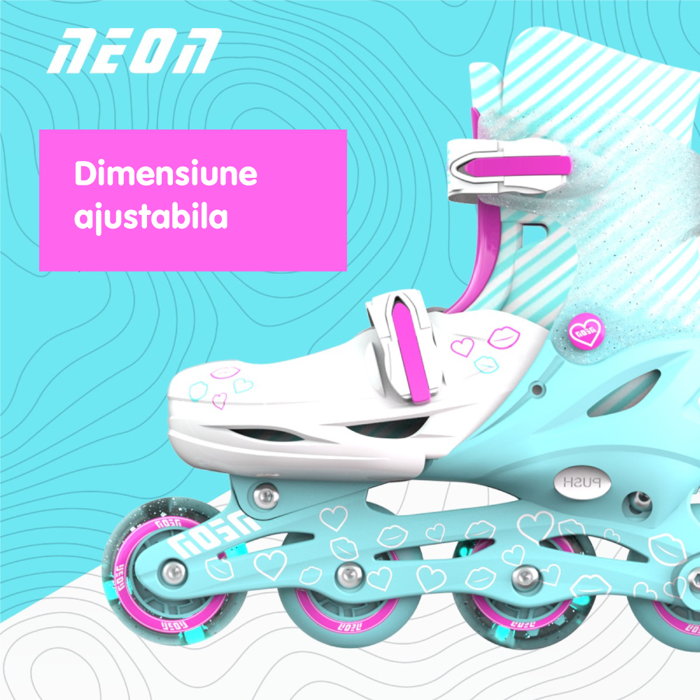 Role Neon Inline Skates marime 34-37 Teal Pink - 3