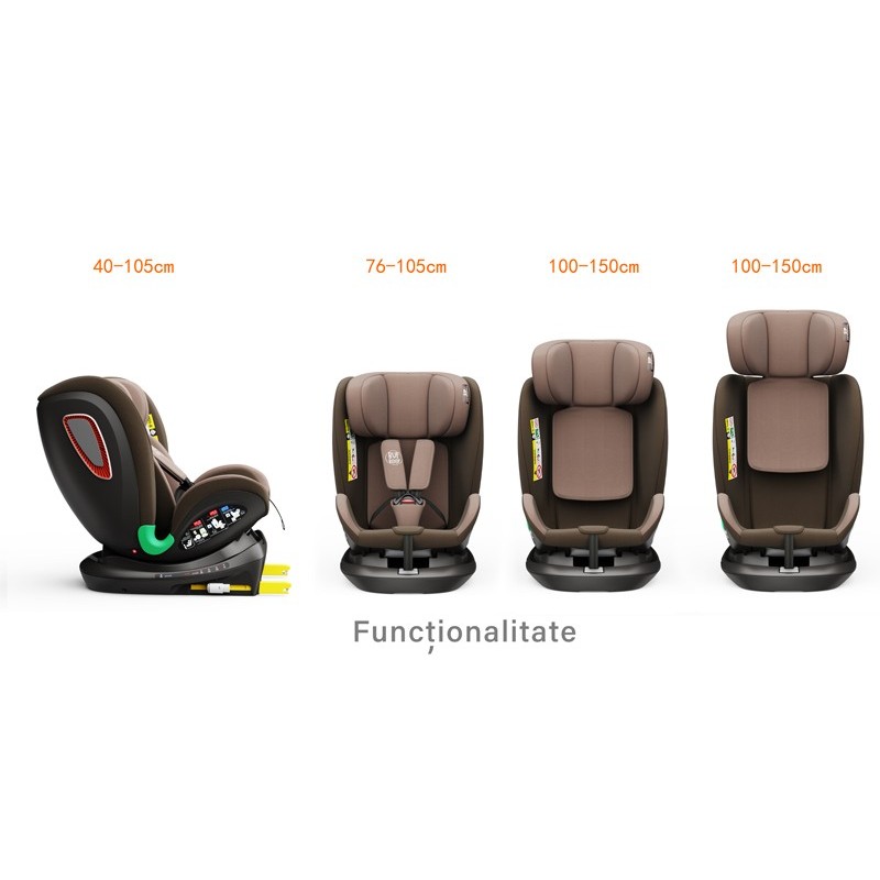 Scaun auto Platinum Deluxe i-Size Buf Boof cu isofix rotativ 360 grade Top Tether Sips 40-150 cm 0-36 kg Coffee - 4