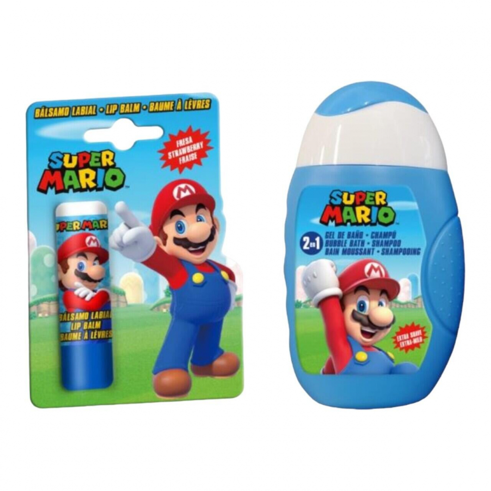 Set produse ingrijire copii gel de dus sampon balsam de buze si borseta depozitare Super Mario 110 ml Disney imagine noua responsabilitatesociala.ro