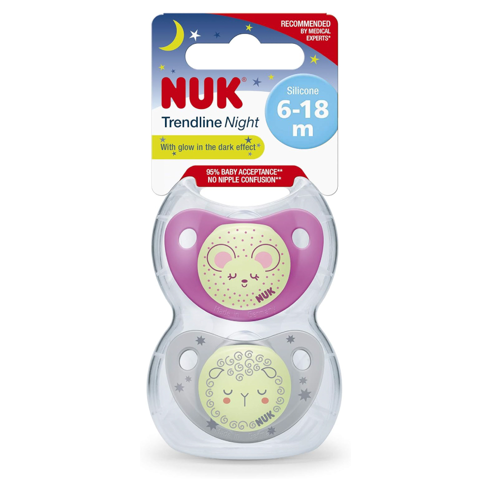 Set 2 suzete Nuk Night-Day din silicon M2 6-18 luni Roz