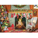 Puzzle 500 piese XXL Eurographics Christmas by the Fireplace