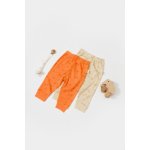 Set 2 pantalonasi Printed BabyCosy 50% modal + 50% bumbac organic Stone/Apricot 12-18 Luni