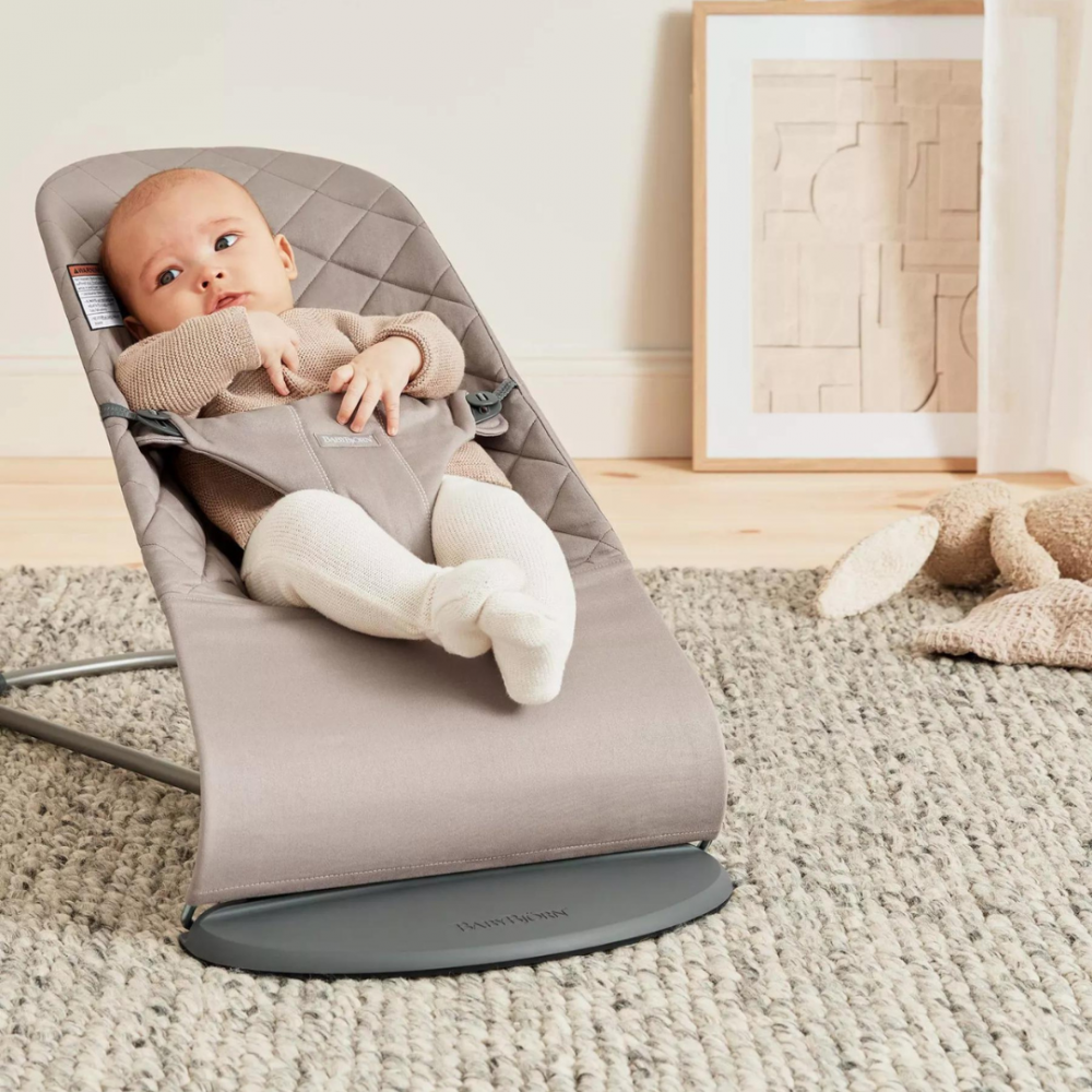 Balansoar BabyBjorn Bliss Sand Grey din tesatura matlasata cu aspect Clasic - 4