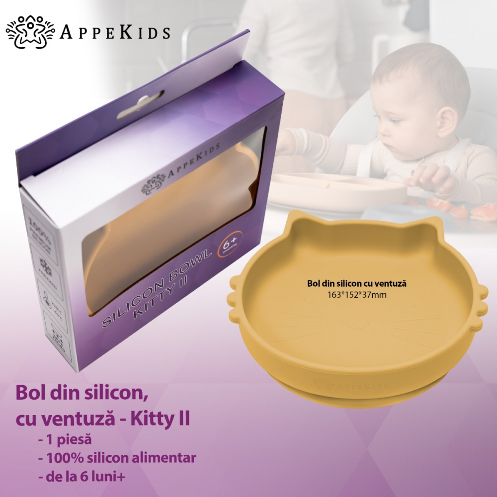 Bol din silicon AppeKids Kitty II Honey - 1 | YEO