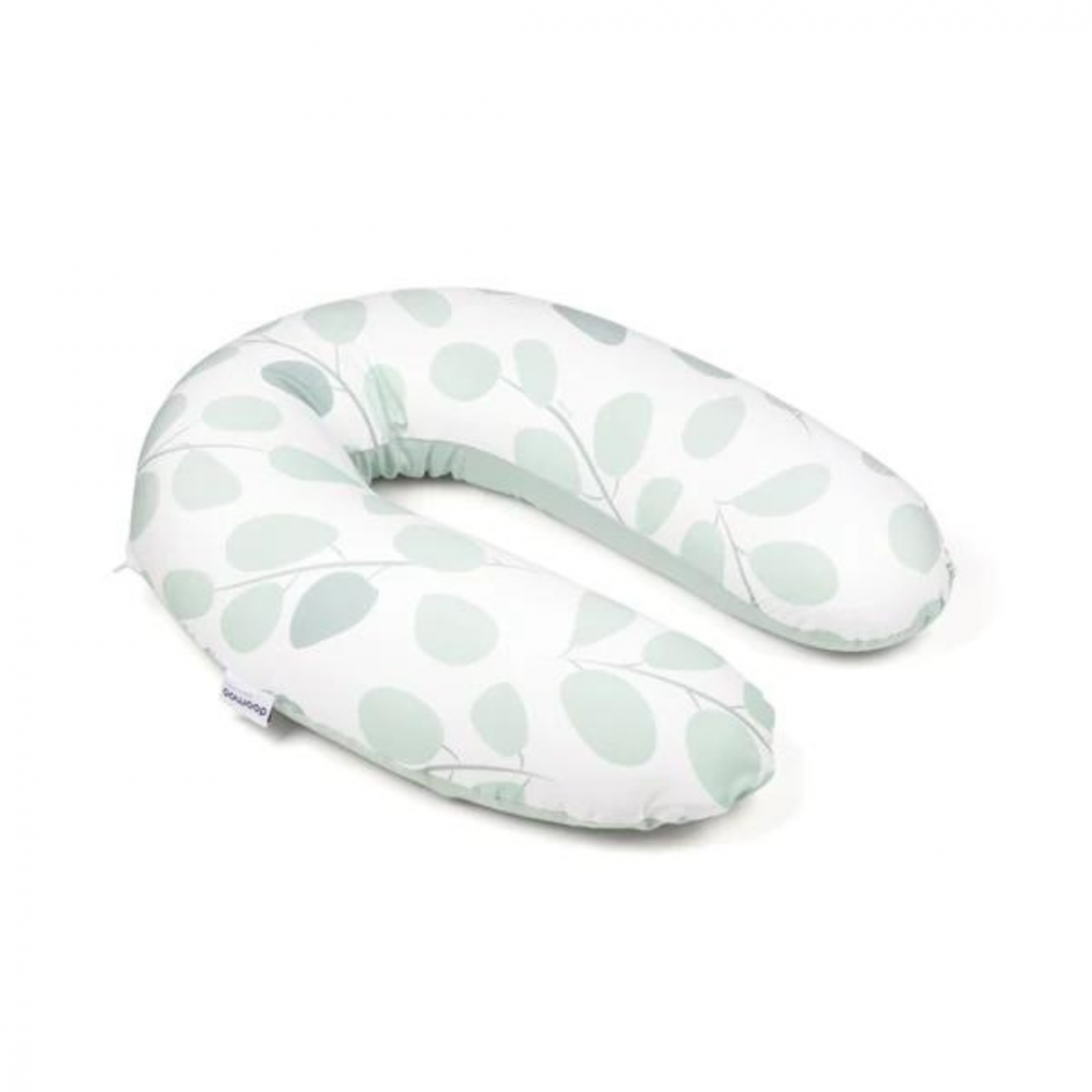 Perna mare Doomoo pentru gravide si bebelusi 3 in 1 bumbac organic Buddy Leaves Aqua Green