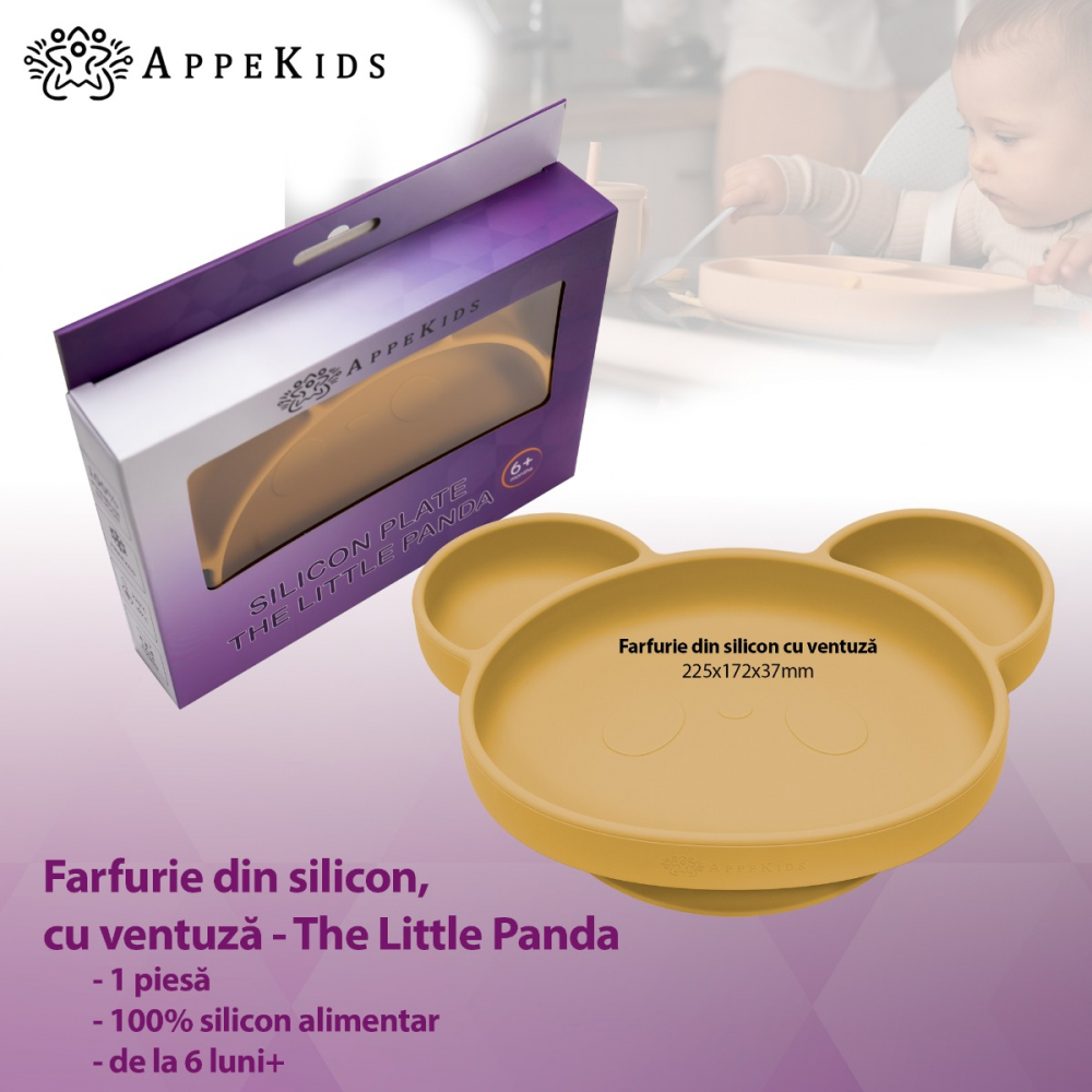 Farfurie din silicon cu ventuza AppeKids Panda Honey - 2 | YEO