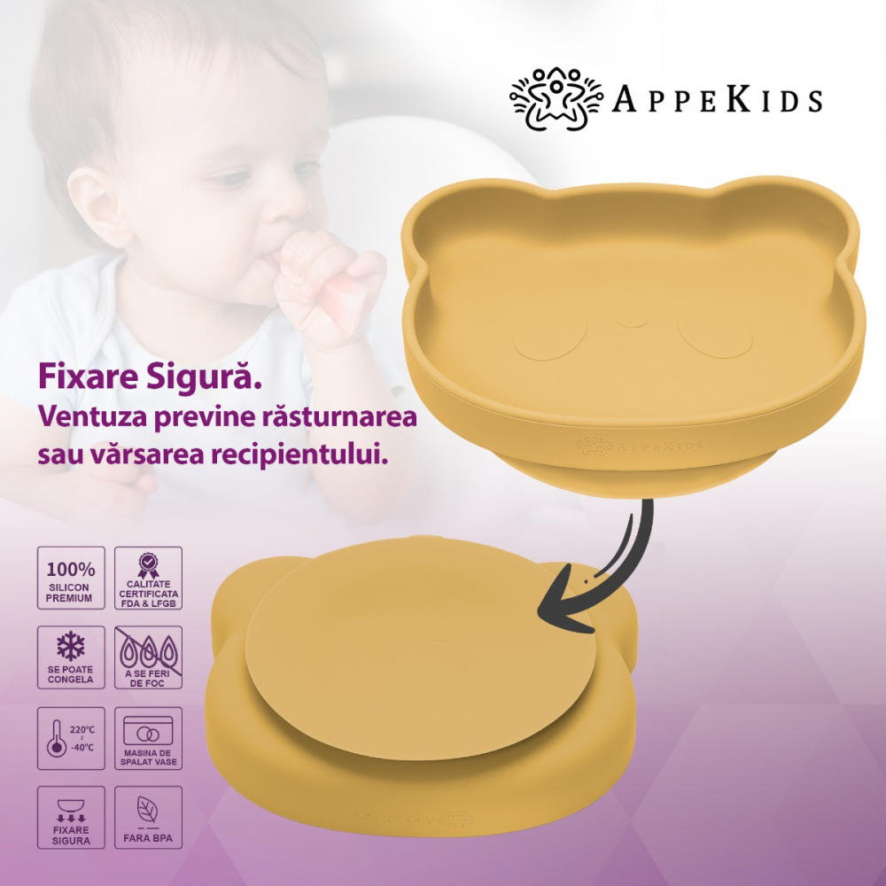 Farfurie din silicon cu ventuza AppeKids The Little Bear Honey - 2 | YEO