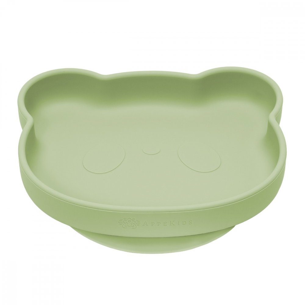 Farfurie din silicon cu ventuza AppeKids The Little Bear Raw Green - 3 | YEO