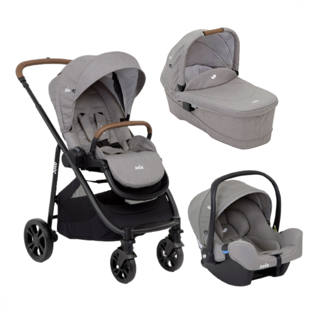 Carucior pentru copii multifunctional 3 in 1 Joie Versatrax E Gray Flannel