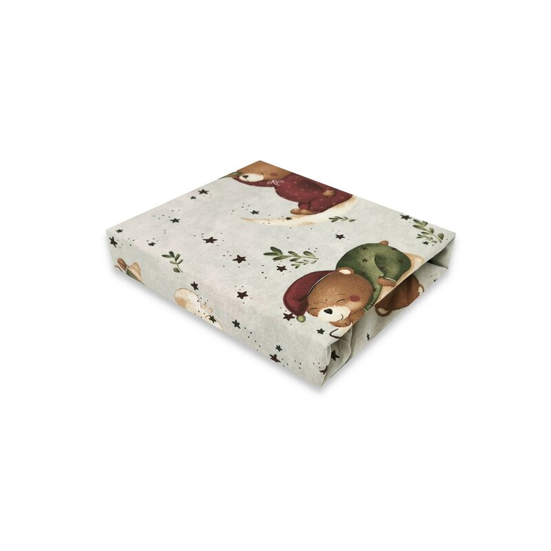 Cearceaf cu elastic MimiNu pentru patut co-sleeper Leonie 83x50 cm din bumbac Teddy Bear On Moon