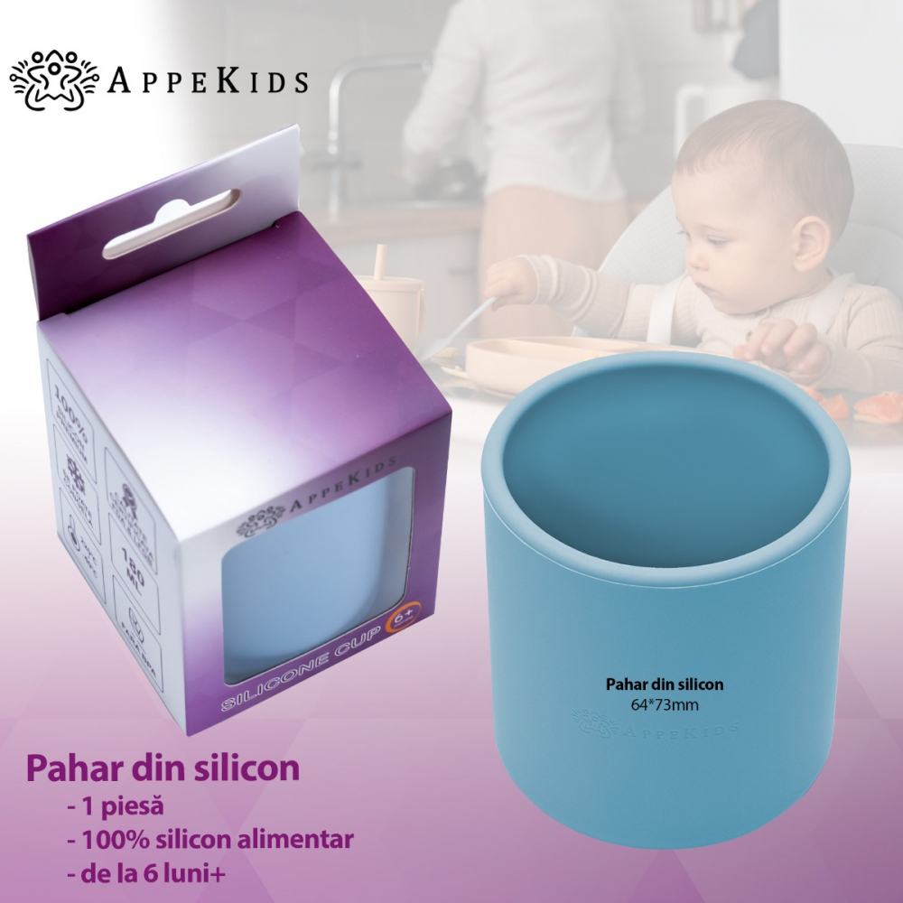 Pahar din silicon AppeKids Aqua Blue - 1 | YEO