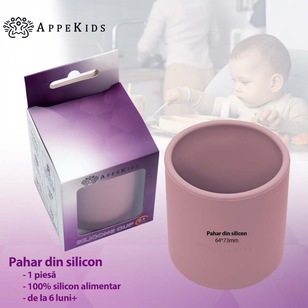 Pahar din silicon AppeKids Old Rose - 1 | YEO