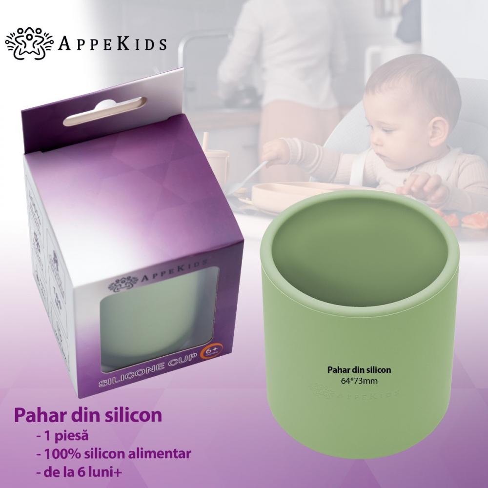 Pahar din silicon AppeKids Raw Green - 1 | YEO