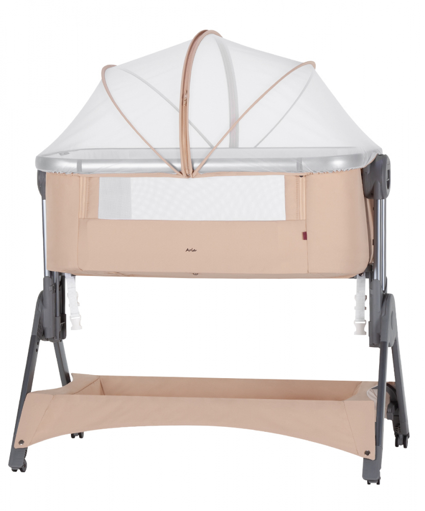 Patut co-sleeping pliabil si reglabil pe inaltime Carrello Aria Sand Beige