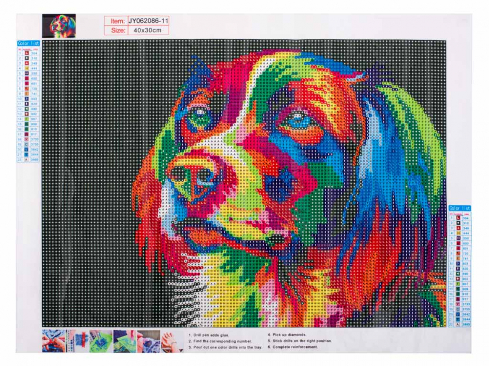 Pictura tip Mozaic cu Diamante 5D 40x30cm Dog