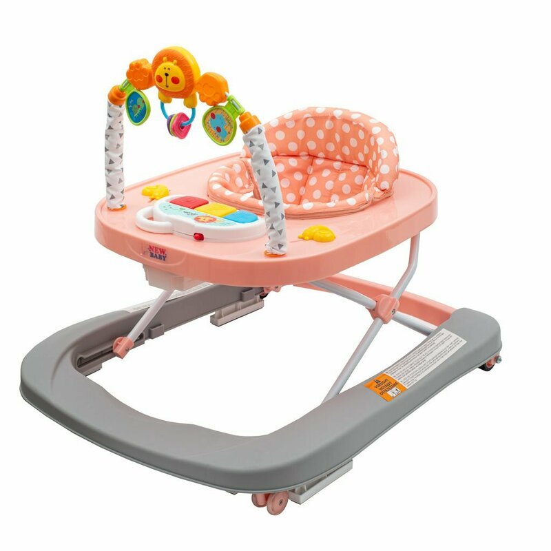 Premergator copii New Baby cu panou si arcada cu jucarii Forest Kingdom Pink