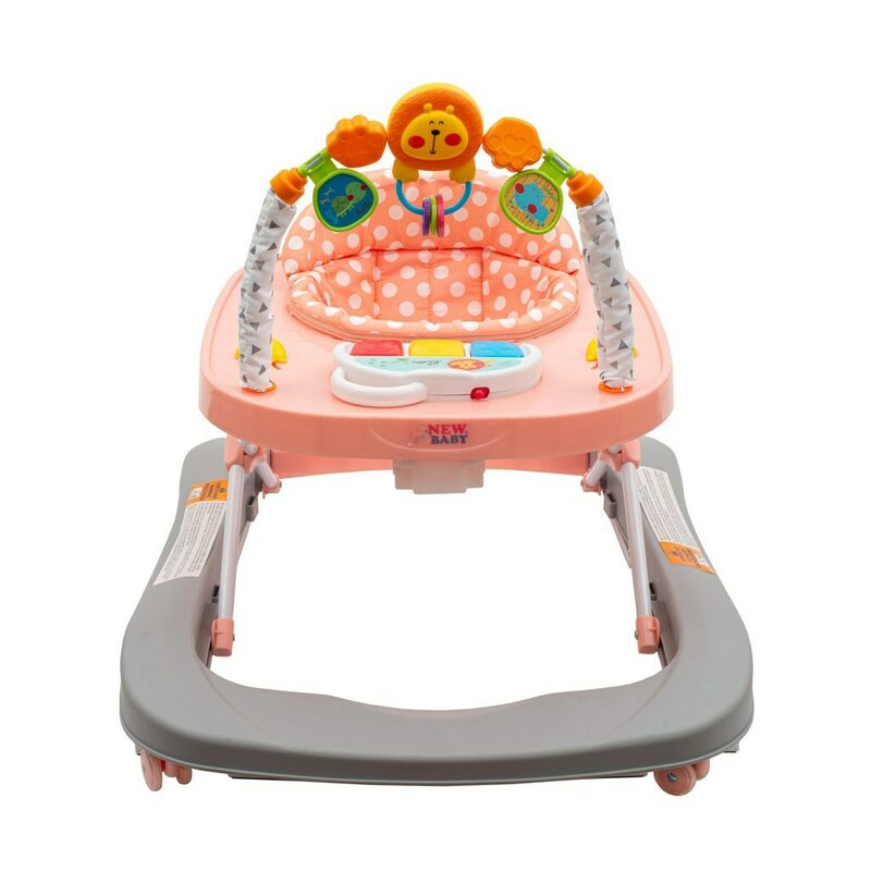 Premergator copii New Baby cu panou si arcada cu jucarii Forest Kingdom Pink - 2