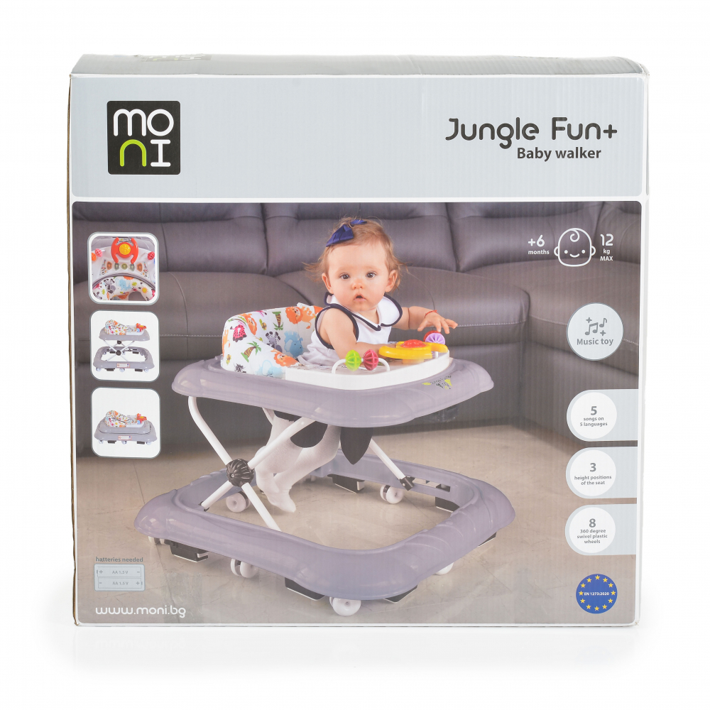 Premergator cu panou interactiv Moni Jungle Fun Plus Grey - 1