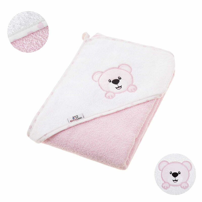 Prosop de baie Bocioland 80x80 cm Teddy Bear Pink - 2 | YEO