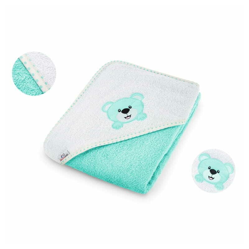 Prosop de baie Bocioland 80x80 cm Teddy Bear Turquoise - 2 | YEO