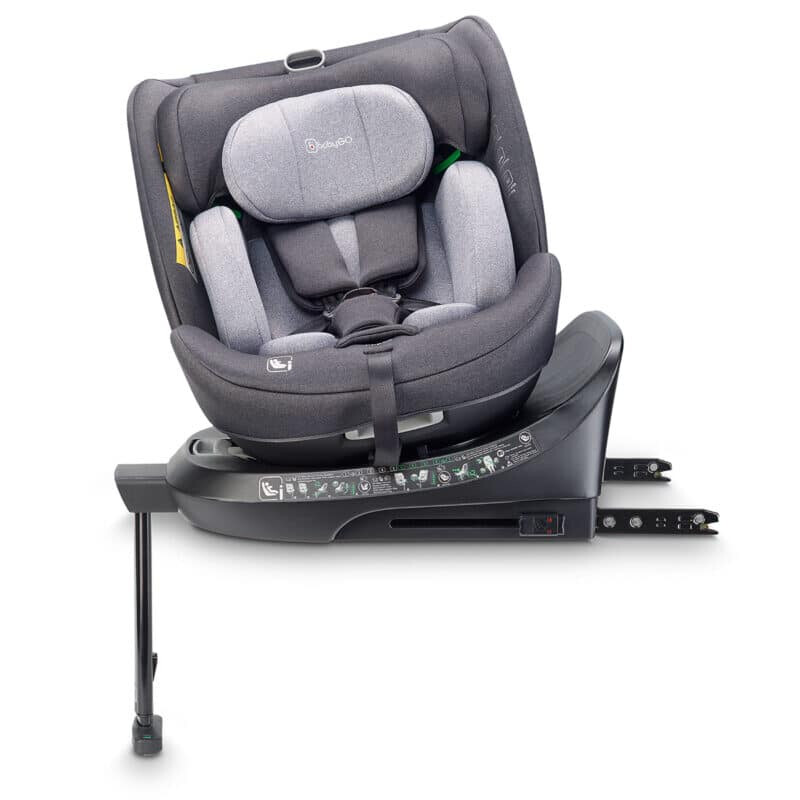 Scaun auto rotativ cu isofix BabyGo MOVE360 40-150 cm certificat R129 Grey - 8