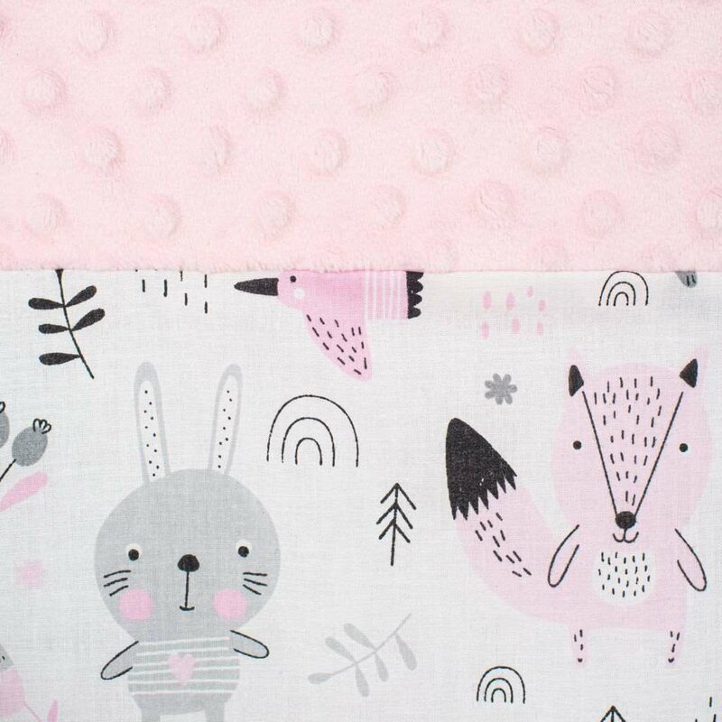 Set 3 piese New Baby Luxury Baby Nest cu paturica si pernuta in forma de inima Minky Bears Pink - 3