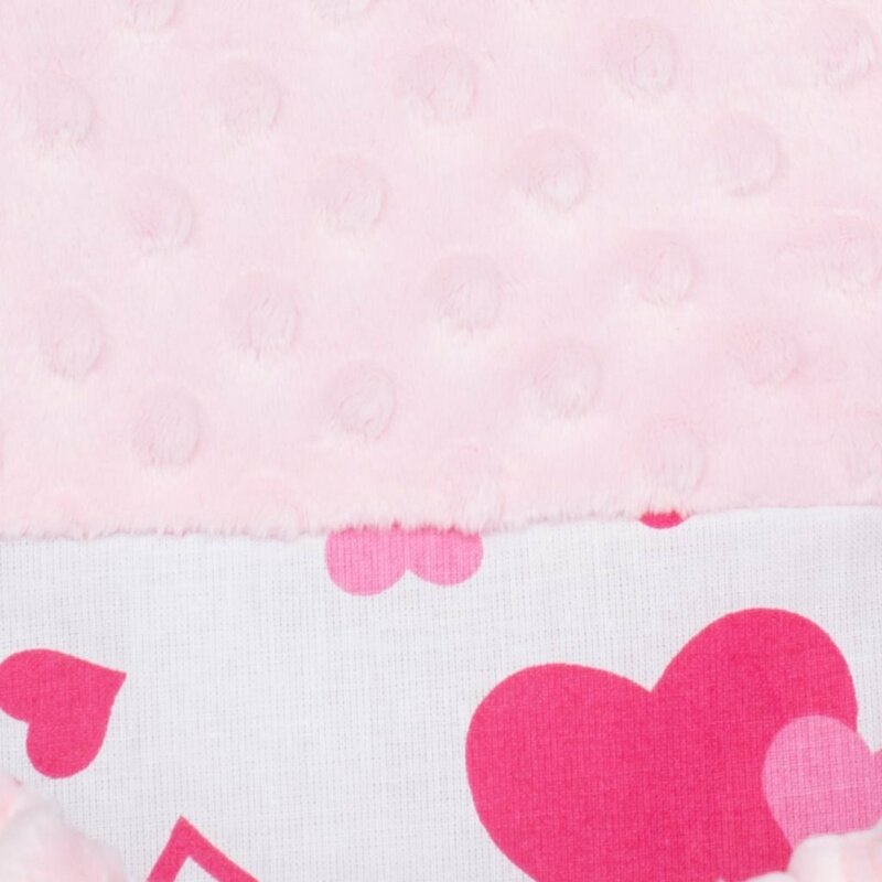 Set 3 piese New Baby Luxury Baby Nest cu paturica si pernuta in forma de inima Minky Hearts Pink - 3