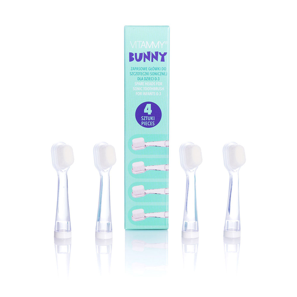 Set 4 rezerve periuta de dinti Vitammy Bunny fibre nano alb