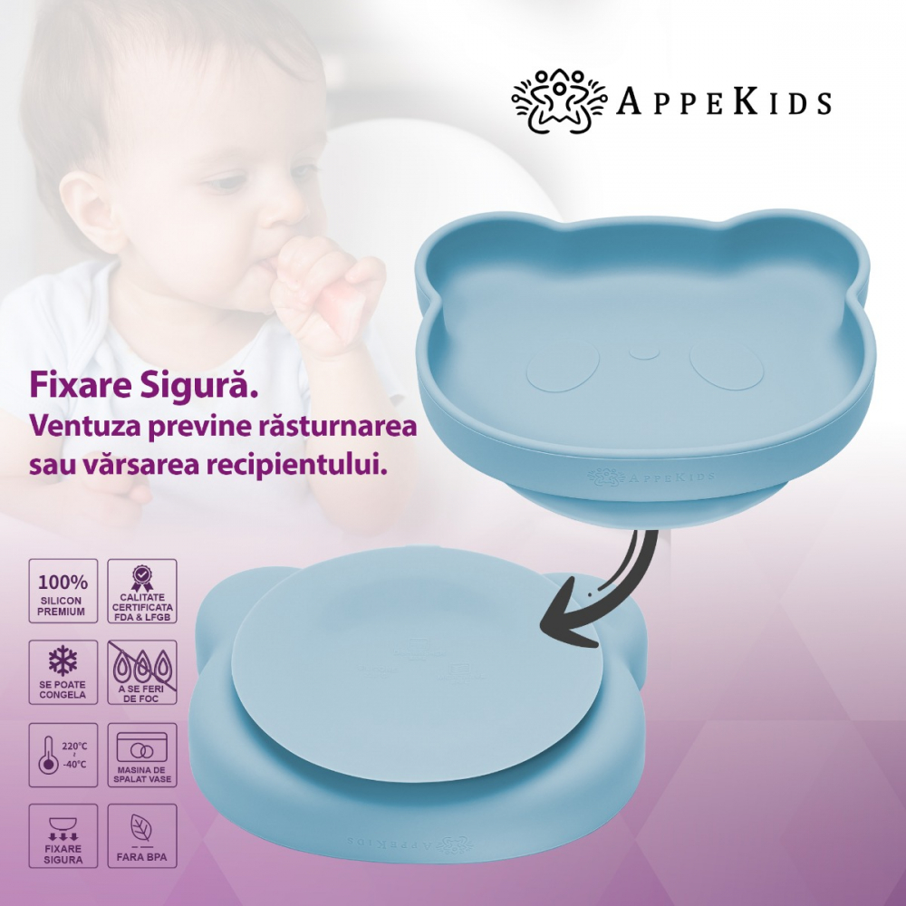 Set diversificare AppeKids din silicon 5 piese Panda Aqua Blue - 2 | YEO