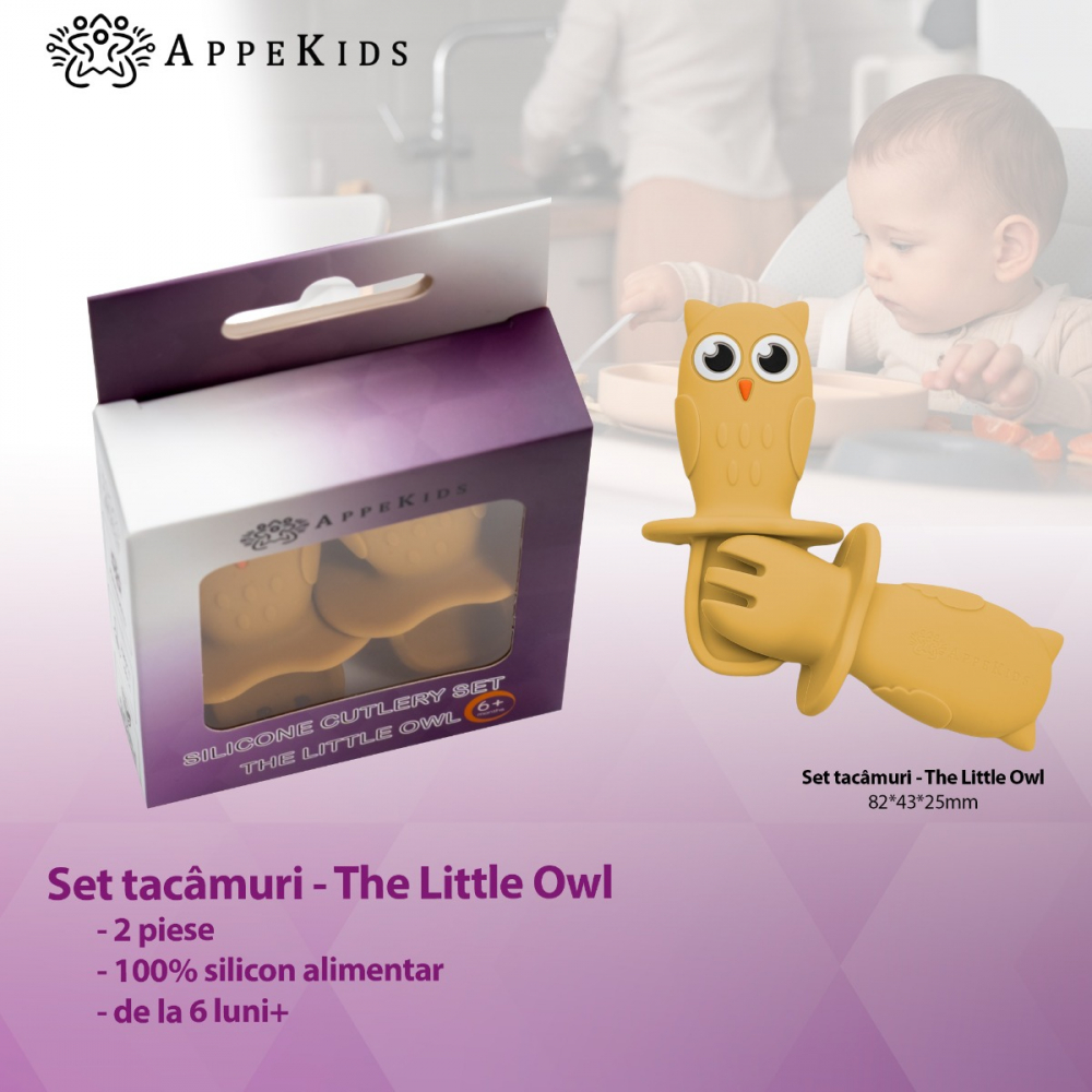 Set tacamuri din silicon AppeKids Owl Honey - 1 | YEO