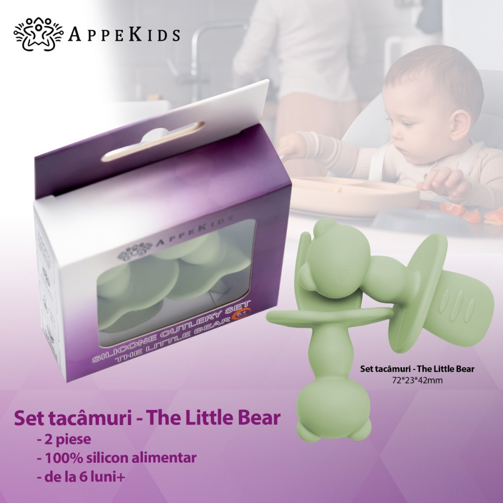 Set tacamuri din silicon AppeKids The Little Bear Raw Green - 1 | YEO