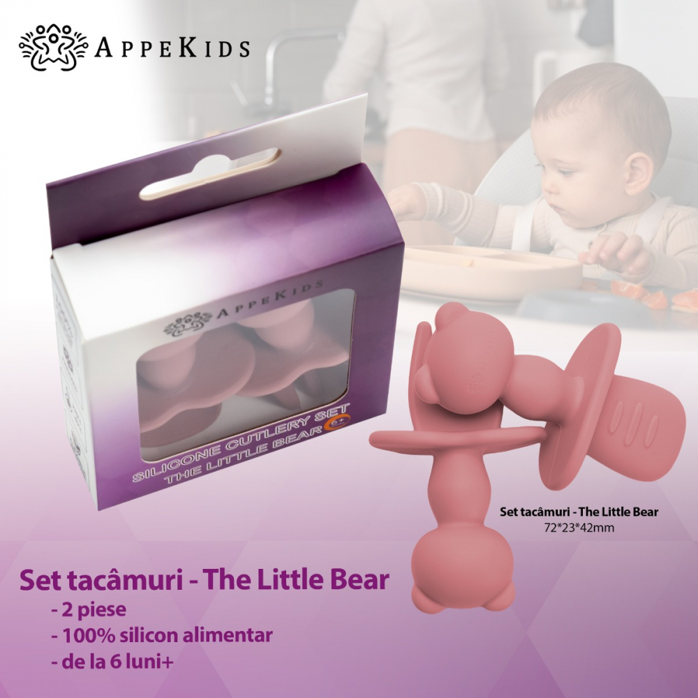 Set tacamuri din silicon AppeKids The Little Bear Old Rose - 1 | YEO