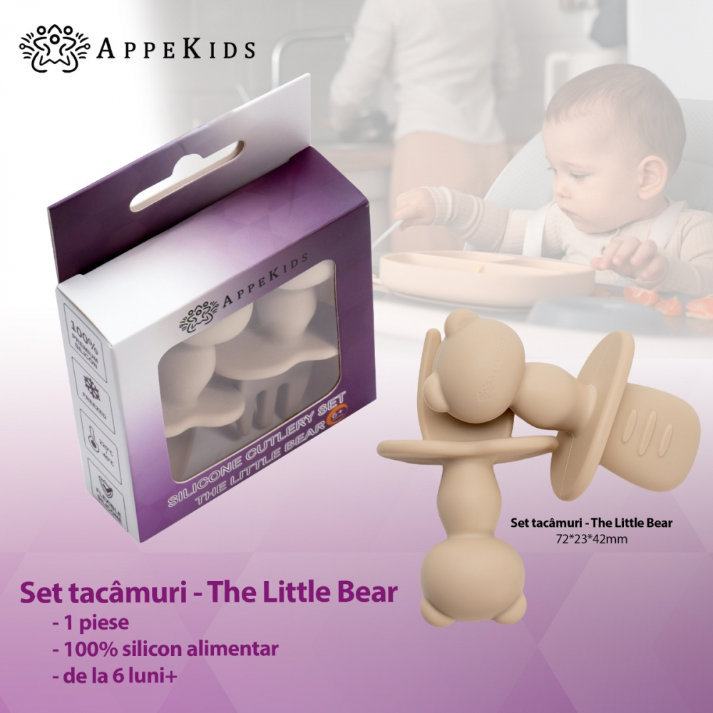 Set Tacamuri din silicon AppeKids The Little Bear Bubble Beige - 1 | YEO