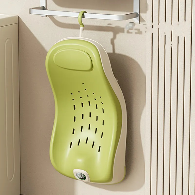 Suport de baie pentru copii Little Mom Green, pliabil, model anatomic, cu afisaj de temperatura, tetiera si spatar ajustabil, dimensiune 22.5 x 29 x 55 cm - 1 | YEO