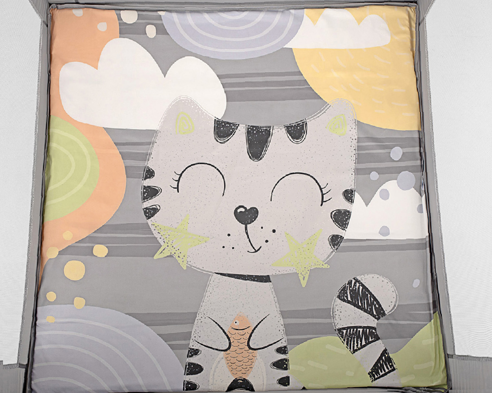 Tarc de joaca pliabil KikkaBoo cu inele Enjoy Grey Cat 2023 - 1