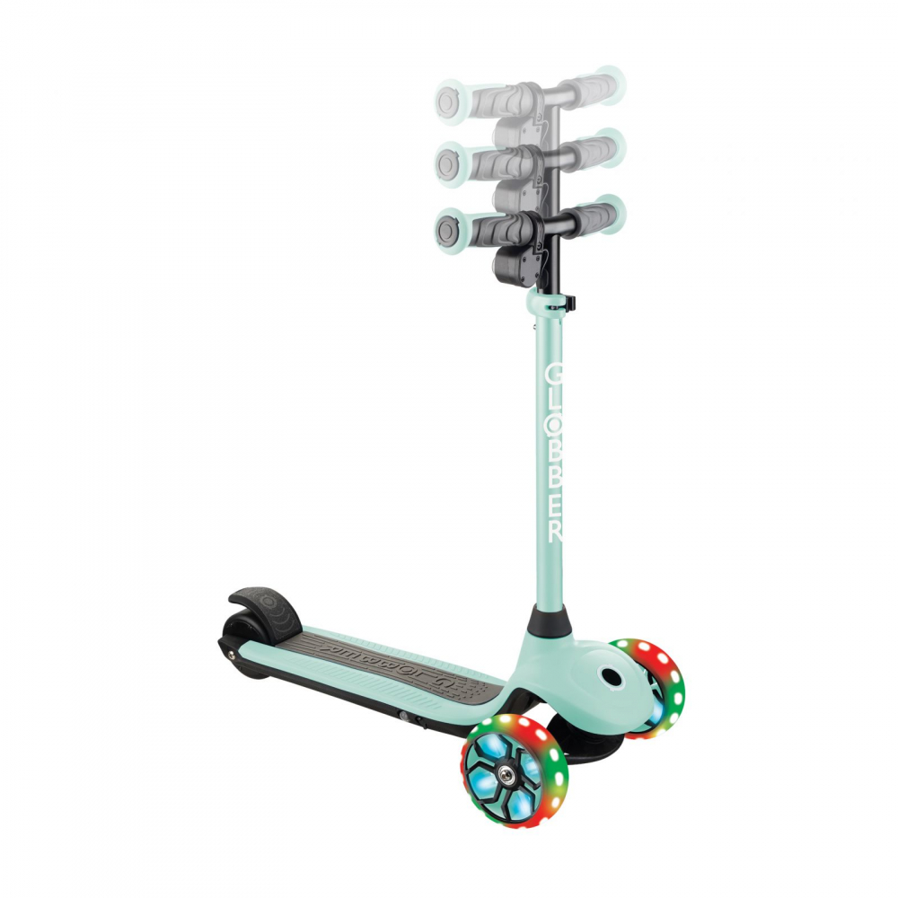 Trotineta electrica Globber E-Motion 4 Verde autonomie 8-10 km, ghidon reglabil, lumini Led, greutate admisa 50 kg