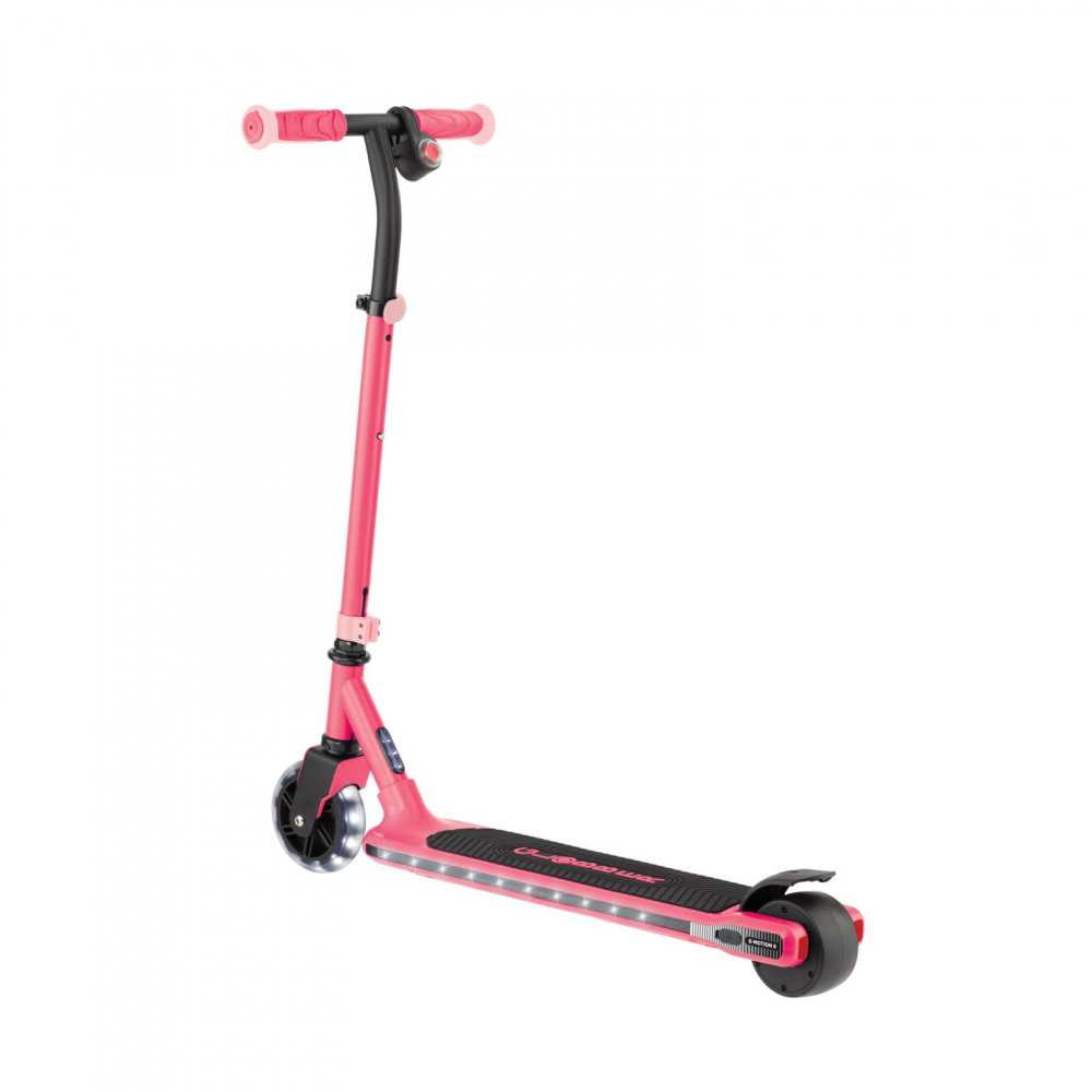 Trotineta electrica Globber E-Motion 6 Roz autonomie 8-10 km, motor 80W, ghidon reglabil, lumini Led, greutate admisa 50 kg