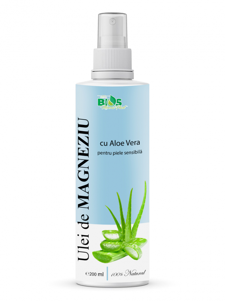 Ulei de magneziu cu aloe vera Bios Mineral Plant pentru piele sensibila 200 ml