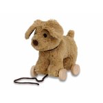 Jucarie de tras pentru copii Little Bird Told Me Dexter Dog cu roti detasabile Golden Labrador Soft Cuddly Dog Toy