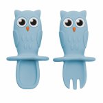 Set tacamuri din silicon AppeKids Owl Aqua Blue