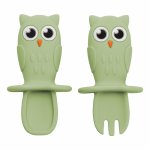 Set tacamuri din silicon AppeKids Owl Raw Green