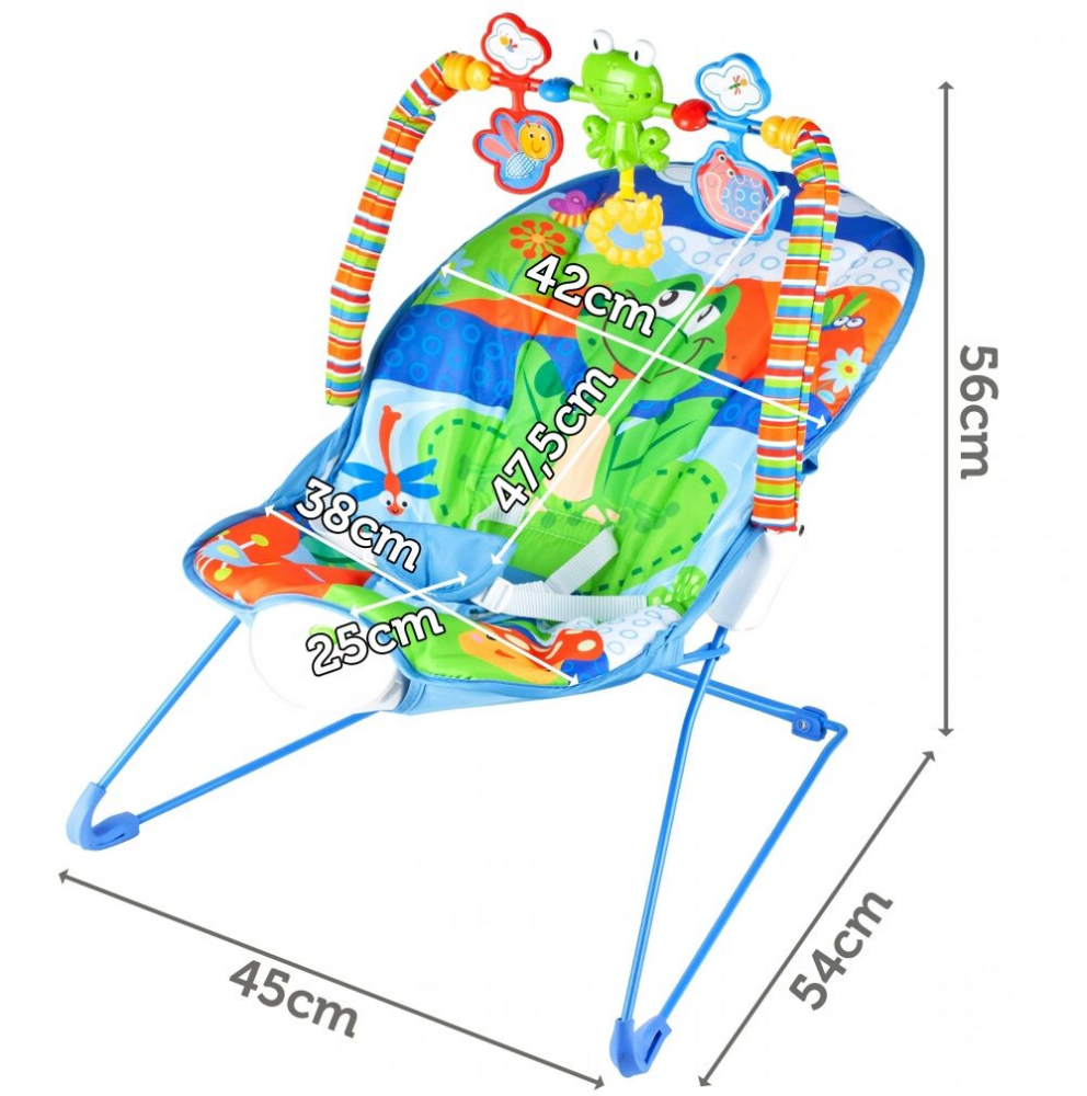 Balansoar cu vibratii bara de jucarii si muzica Green Frog - 1