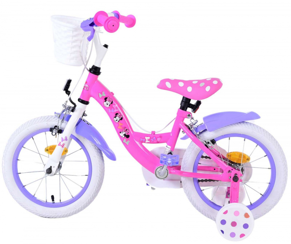 Bicicleta EL Minnie Mouse 14 inch Bow Tie pentru copii cu varsta cuprinsa intre 3,5 si 5 ani, cu o inaltime intre 98 la 110 cm, frana de mana fata, frana de picior spate, stopuri reflectorizante, roti ajutatoare - 5