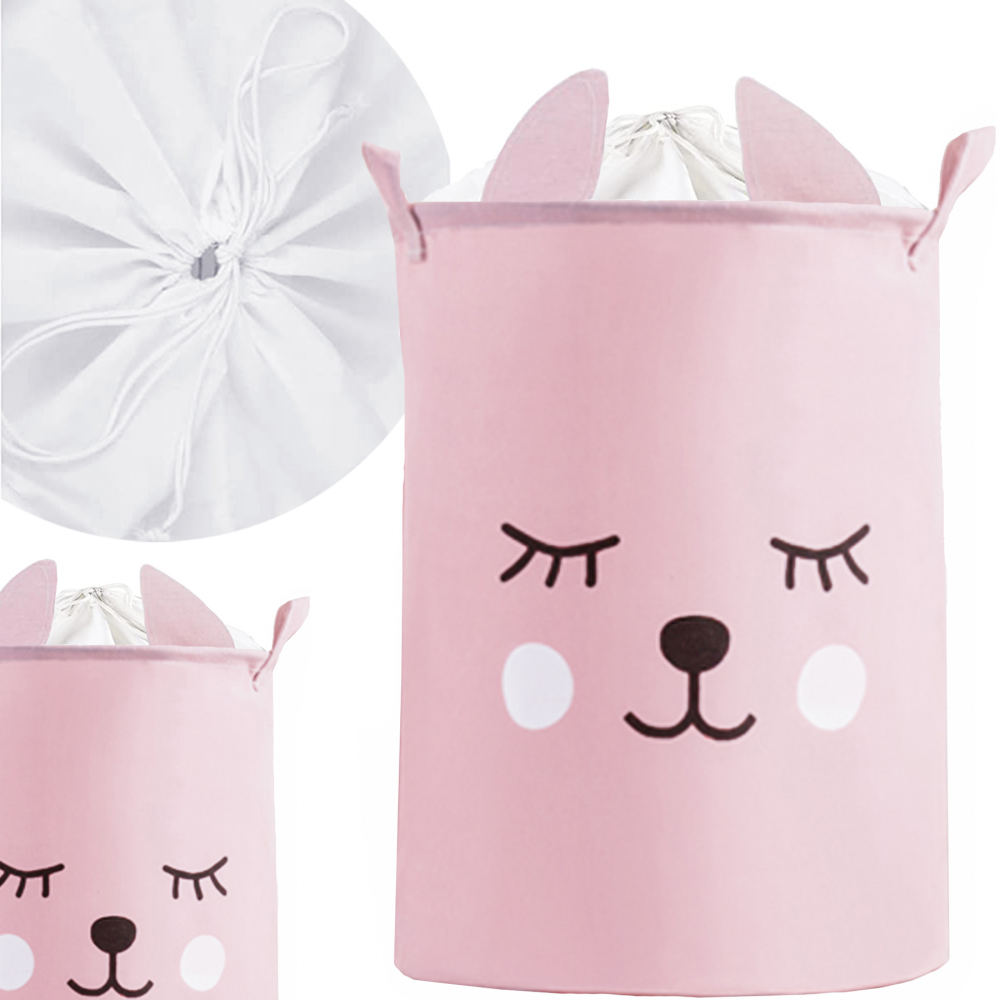 Cos Pliabil Sipo Pentru Jucarii Si Rufe 35x42 Cm Bumbac 43l Pink Bear